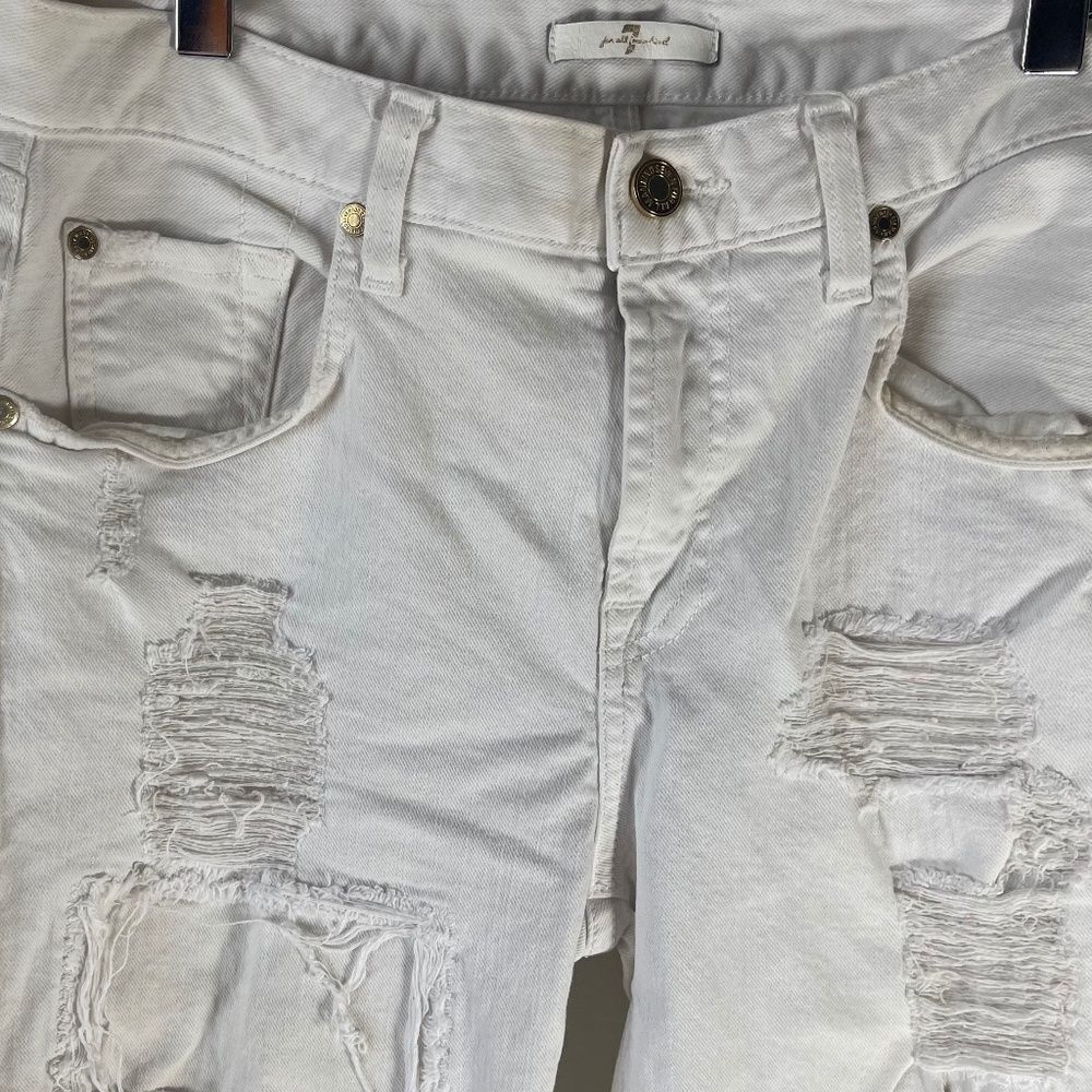 7‎ For All Mankind White Distressed Destruction Jeans Sz 27